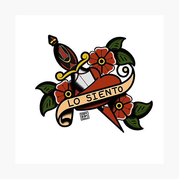 Item preview, "Lo Siento" Traditional Tattoo Dagger designed and sold by TheBoozyMoose.