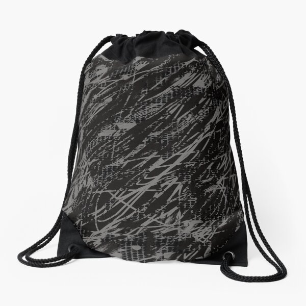 Crazy Pattern stripes grey Drawstring Bag