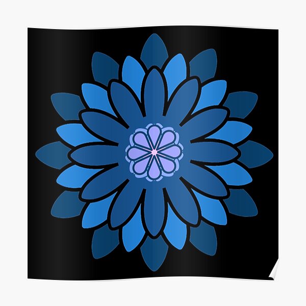Geometrical Flower - Blues Poster