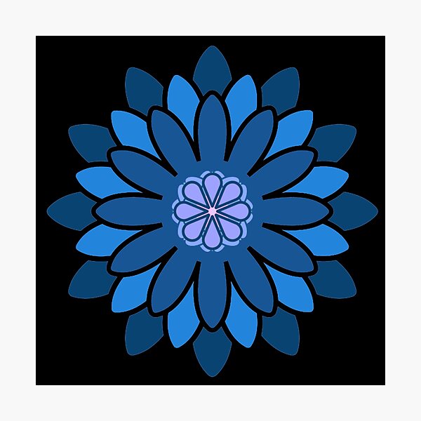 Geometrical Flower - Blues Photographic Print