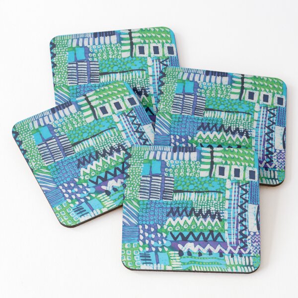 Item preview, Batik in Blue and Green African Geometric designed and sold by Leslie Rogers Todder.