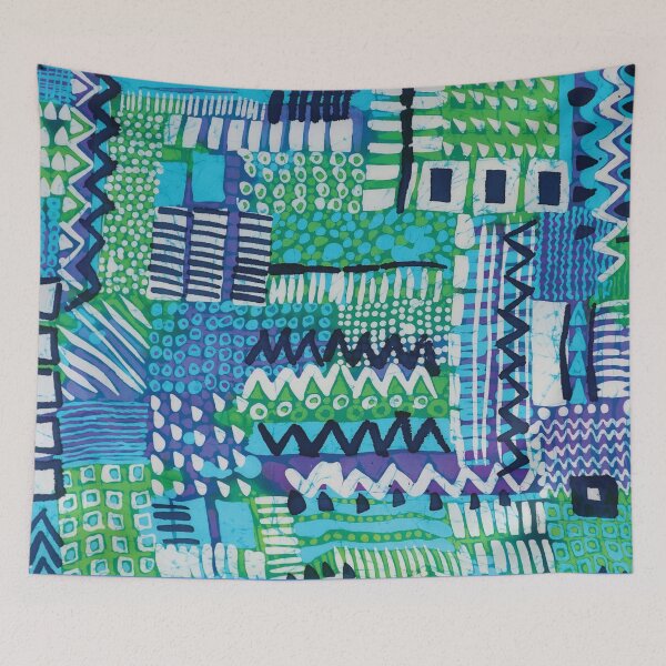 Item preview, Batik in Blue and Green African Geometric designed and sold by Leslie Rogers Todder.