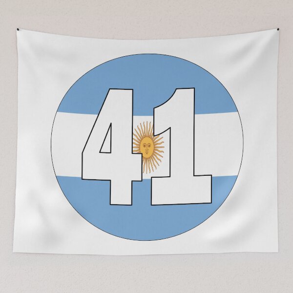 Item preview, Number 41 with Argentina flag on the background designed and sold by AllShirts21.