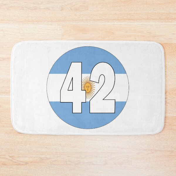 Artikelvorschau, Nummer 42 mit argentinischer Flagge im Hintergrund entworfen und verkauft von AllShirts21.