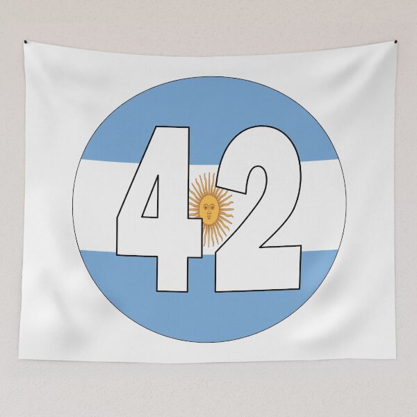Item preview, Number 42 with Argentina flag on the background designed and sold by AllShirts21.