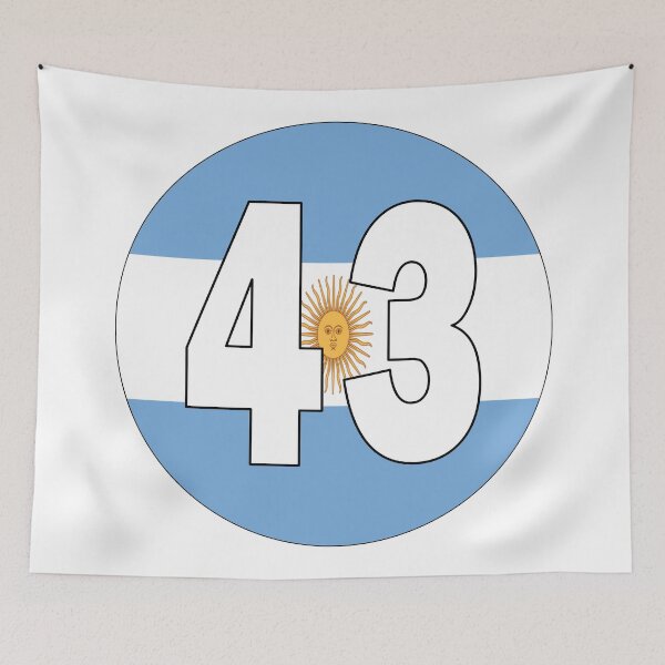 Item preview, Number 43 with Argentina flag on the background designed and sold by AllShirts21.