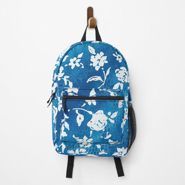 Item preview, Blue Batik Snakeskin With White Flowers designed and sold by Leslie Rogers Todder.