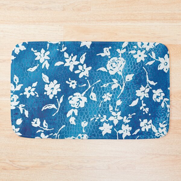 Item preview, Blue Batik Snakeskin With White Flowers designed and sold by Leslie Rogers Todder.