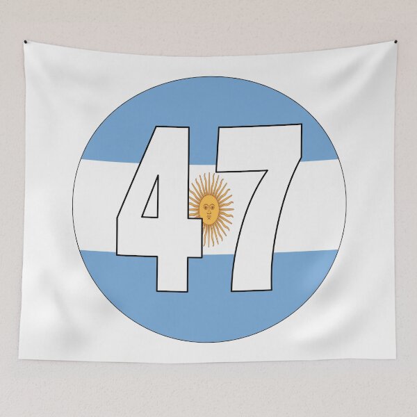 Item preview, Number 47 with Argentina flag on the background designed and sold by AllShirts21.