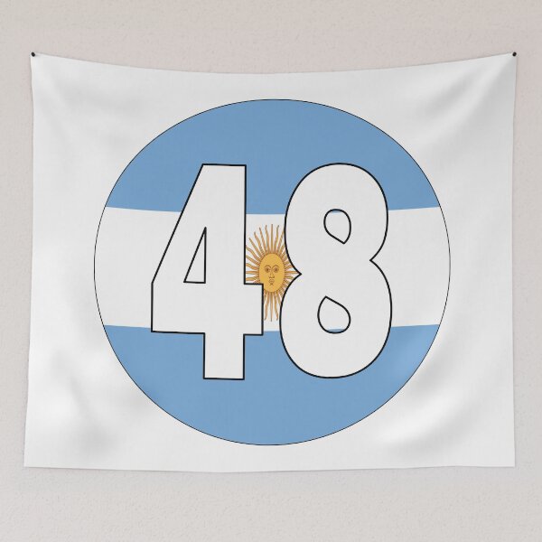 Item preview, Number 48 with Argentina flag on the background designed and sold by AllShirts21.