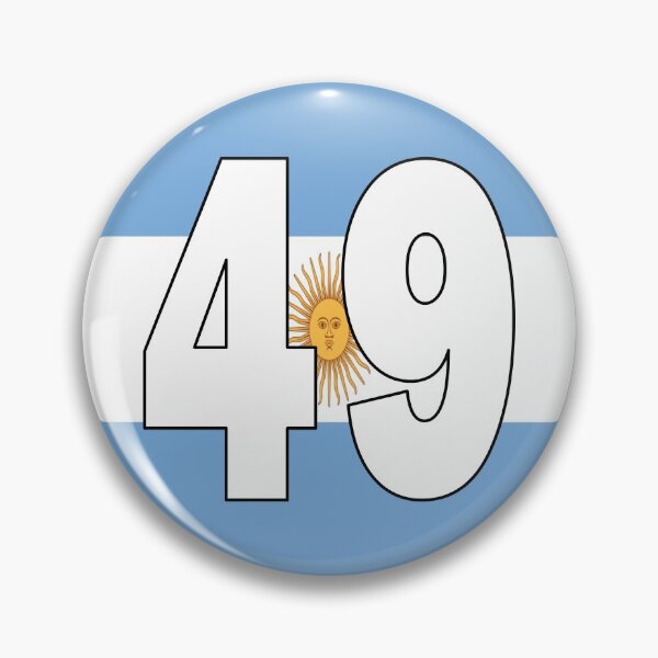 Artikelvorschau, Nummer 49 mit argentinischer Flagge im Hintergrund entworfen und verkauft von AllShirts21.
