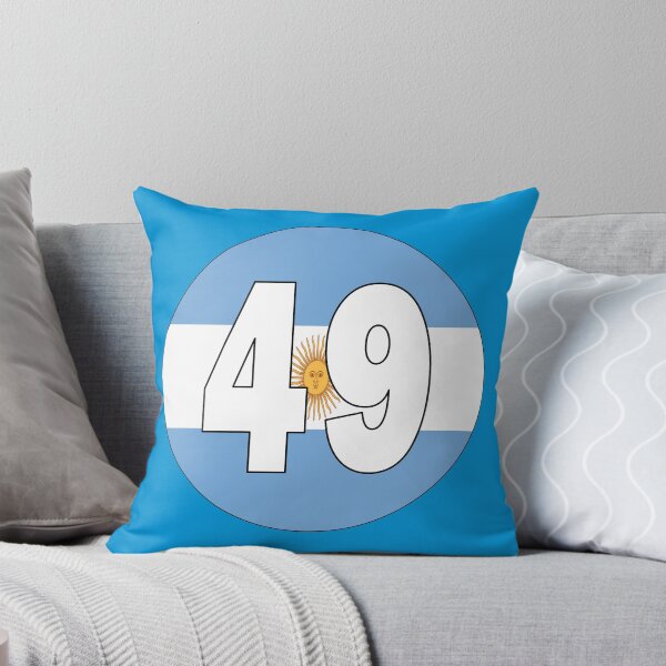 Artikelvorschau, Nummer 49 mit argentinischer Flagge im Hintergrund entworfen und verkauft von AllShirts21.