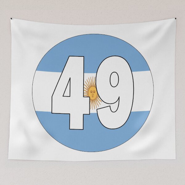 Item preview, Number 49 with Argentina flag on the background designed and sold by AllShirts21.