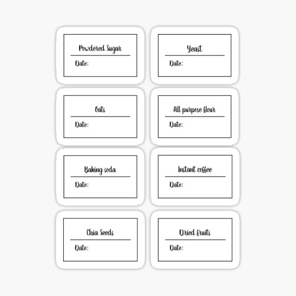 "Kitchen Pantry Labels with Expiration dates, Group 1" Sticker for Sale by NameTheJar Redbubble