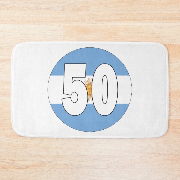 Item preview, Number 50 with Argentina flag on the background designed and sold by AllShirts21.