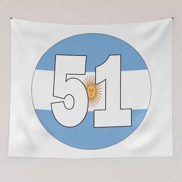 Item preview, Number 51 with Argentina flag on the background designed and sold by AllShirts21.