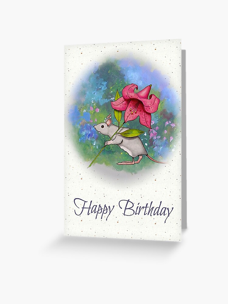 Age 2 Girl Birthday Card - Pink 2, Mouse with Balloon & Flowers