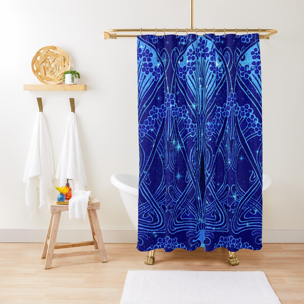 An Art Nouveau Night Sky Shower Curtain