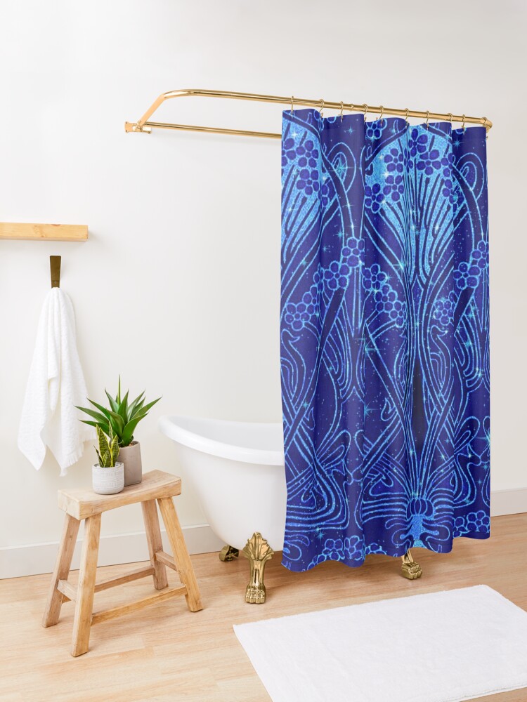 Alternate view of An Art Nouveau Night Sky Shower Curtain
