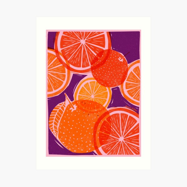 Citrus Woodblock Art Print