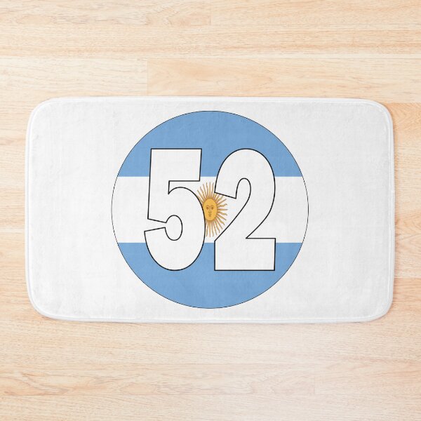 Item preview, Number 52 with Argentina flag on the background designed and sold by AllShirts21.