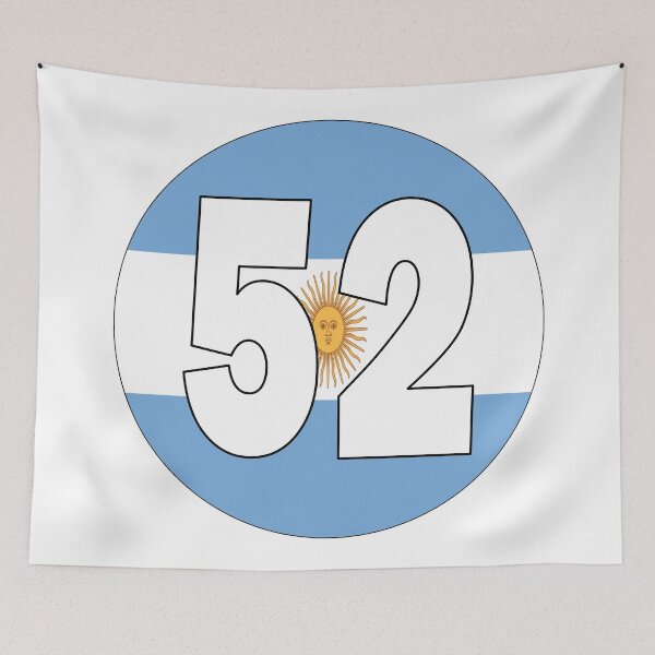 Item preview, Number 52 with Argentina flag on the background designed and sold by AllShirts21.