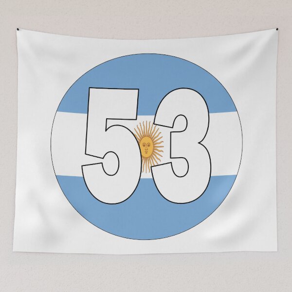 Item preview, Number 53 with Argentina flag on the background designed and sold by AllShirts21.