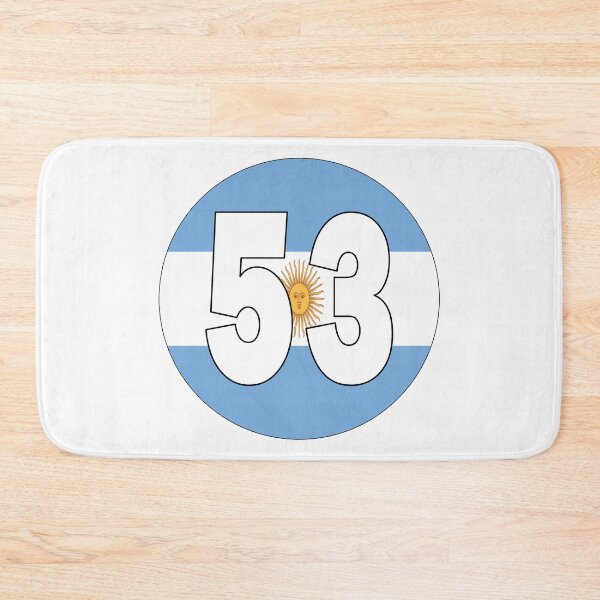 Item preview, Number 53 with Argentina flag on the background designed and sold by AllShirts21.