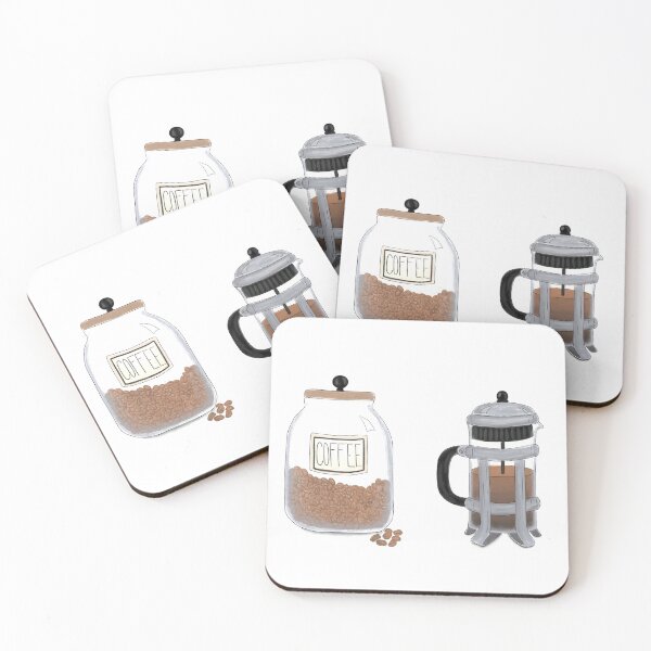 Item preview, Jar of Coffee Beans and French Press designed and sold by niccdefilippis.