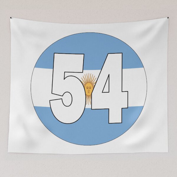 Item preview, Number 54 with Argentina flag on the background designed and sold by AllShirts21.