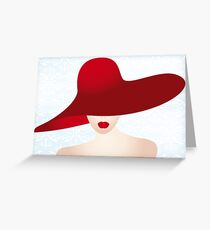 Portrait of the lady with the red hat Greeting Card