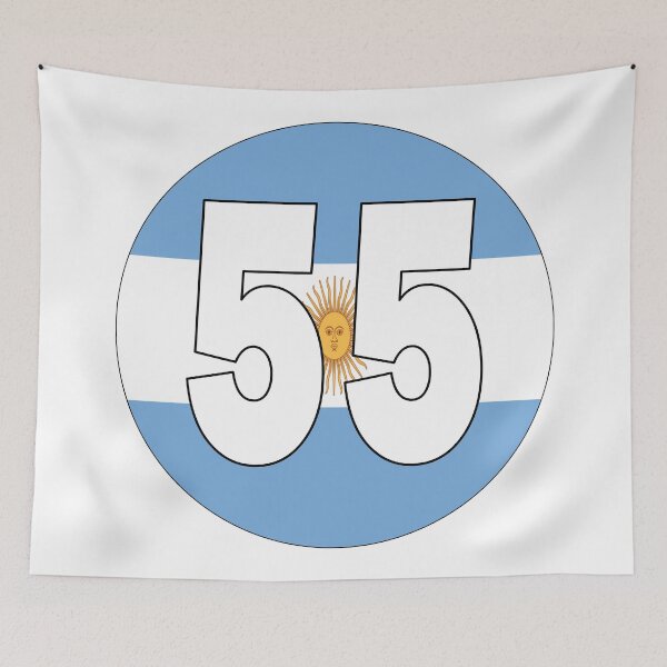 Item preview, Number 55 with Argentina flag on the background designed and sold by AllShirts21.