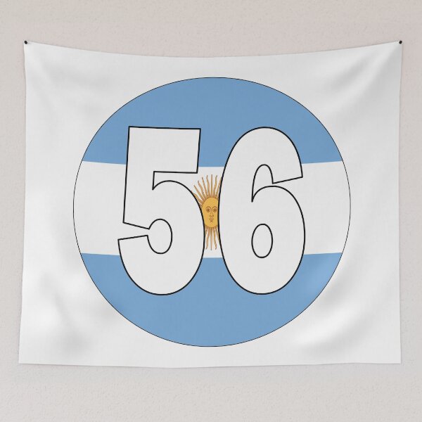Item preview, Number 56 with Argentina flag on the background designed and sold by AllShirts21.
