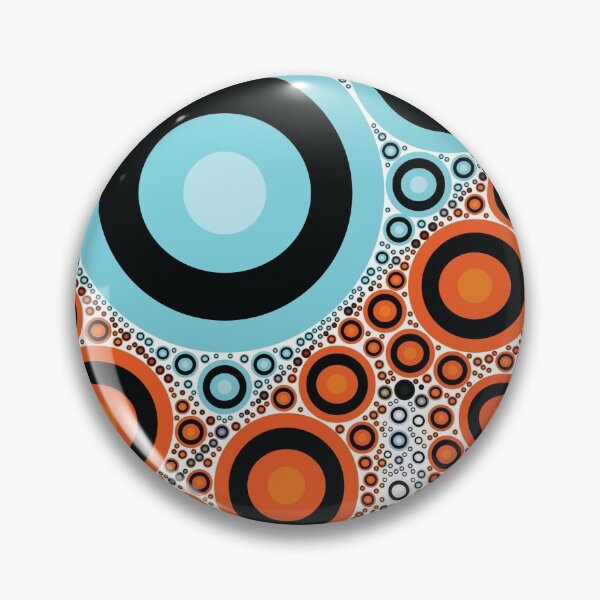 Item preview, Cyan orange abstract psychedelic pattern polka dots designed and sold by lordthebeard.
