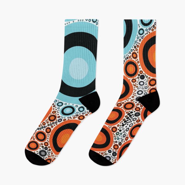 Item preview, Cyan orange abstract psychedelic pattern polka dots designed and sold by lordthebeard.
