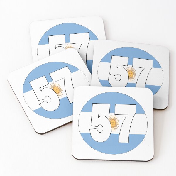 Item preview, Number 57 with Argentina flag on the background designed and sold by AllShirts21.