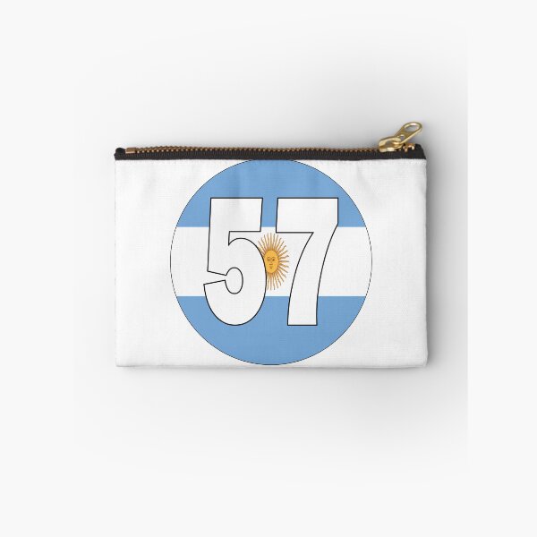 Item preview, Number 57 with Argentina flag on the background designed and sold by AllShirts21.