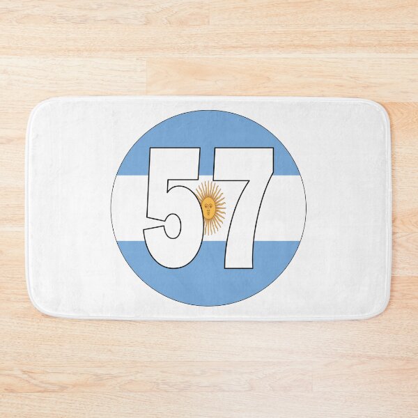 Item preview, Number 57 with Argentina flag on the background designed and sold by AllShirts21.