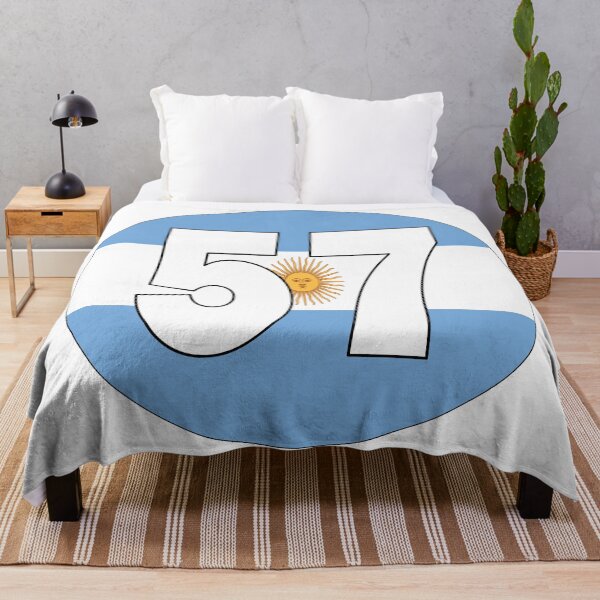 Item preview, Number 57 with Argentina flag on the background designed and sold by AllShirts21.