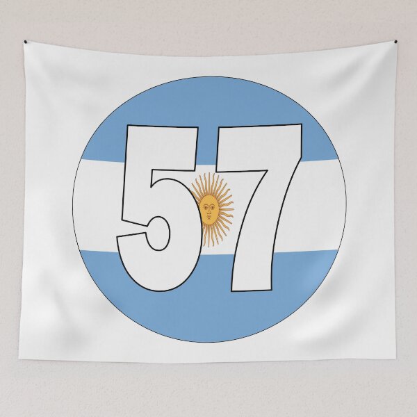 Item preview, Number 57 with Argentina flag on the background designed and sold by AllShirts21.