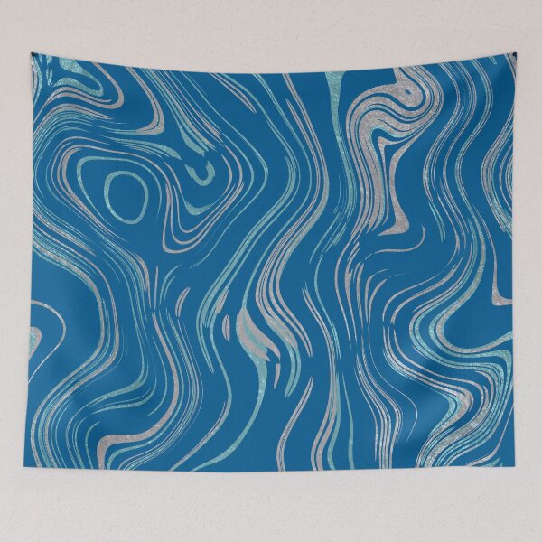 Item preview, Liquid Marble Swirls Turquoise Silver designed and sold by WisdomInspired.