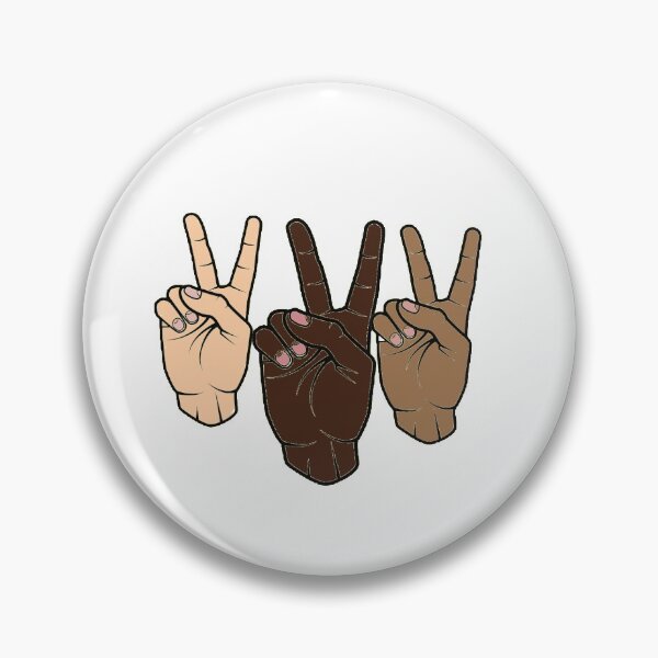 Item preview, Mixed Skin Melanin Colored 3 (Three) Peace Sign Fingers Hands with Pink Nails Trio designed and sold by byemma.