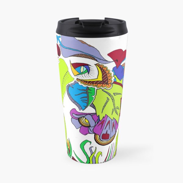Life of Plants Doodle On White Travel Mug