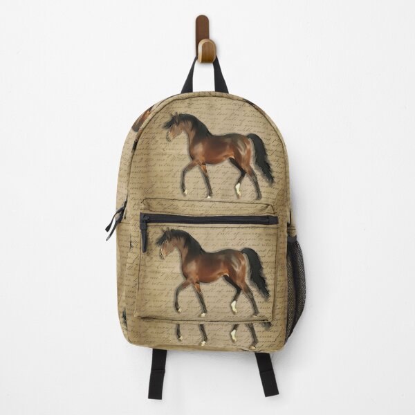 Item preview, Bay trotting horse on handwriting background designed and sold by AnnaB264.