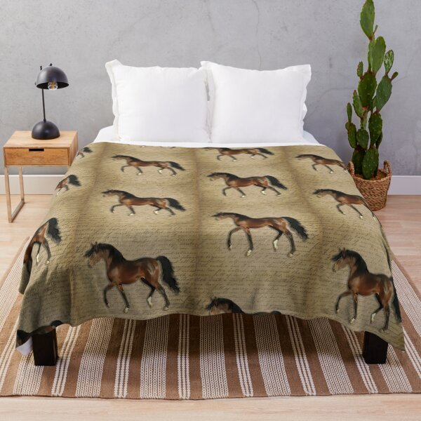 Item preview, Bay trotting horse on handwriting background designed and sold by AnnaB264.