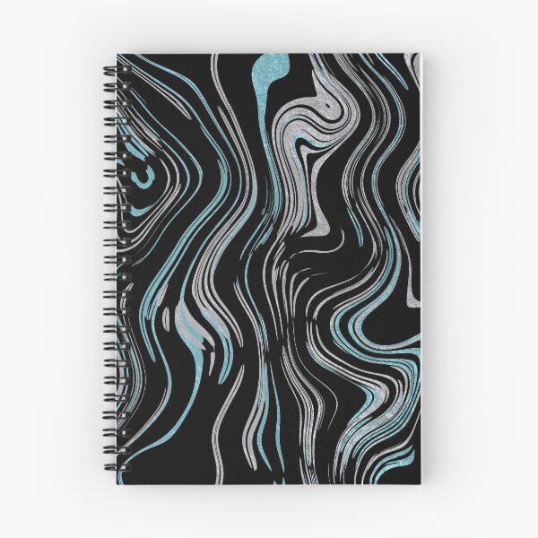 Item preview, Liquid Marble Swirls Turquoise Silver on Black designed and sold by WisdomInspired.