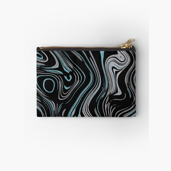 Artikelvorschau, Liquid Marble Swirls Türkis Silber auf Schwarz entworfen und verkauft von WisdomInspired.