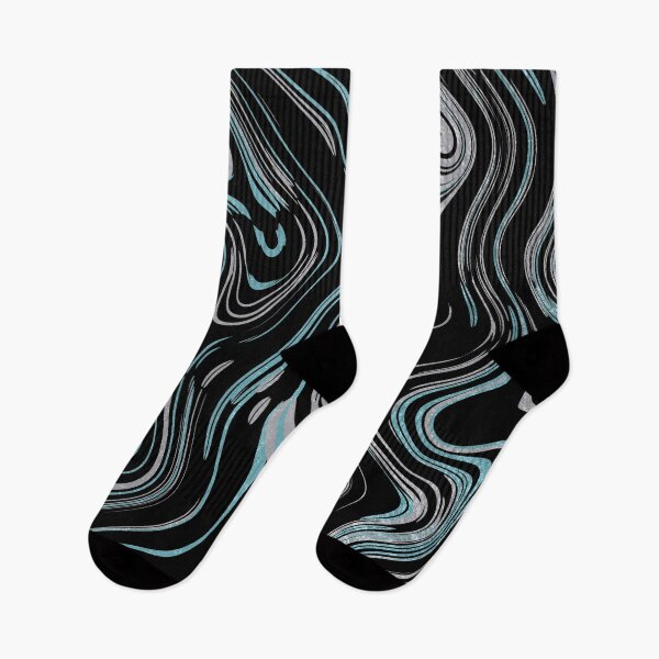 Item preview, Liquid Marble Swirls Turquoise Silver on Black designed and sold by WisdomInspired.