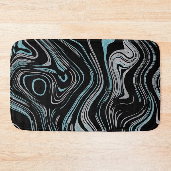 Item preview, Liquid Marble Swirls Turquoise Silver on Black designed and sold by WisdomInspired.