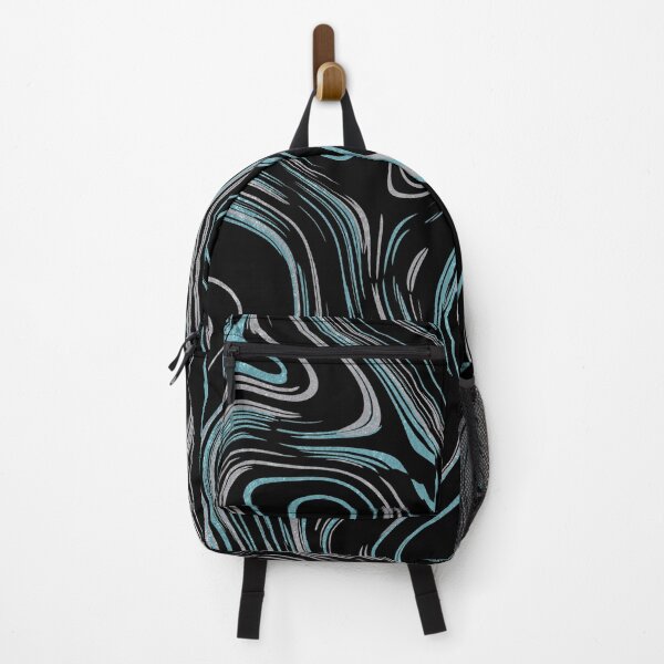 Item preview, Liquid Marble Swirls Turquoise Silver on Black designed and sold by WisdomInspired.